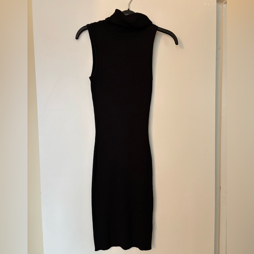 Black Sleeveless Turtle Neck Dress